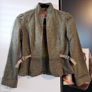 Lux Urban Outfitters green cropped tweed jacket